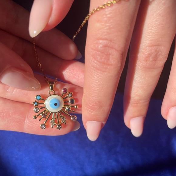 *NEW* 18K Gold Plated Evil Eye Jewelry Cubic Zirconia Pendant Necklace 🧿🪬 - Picture 8 of 11